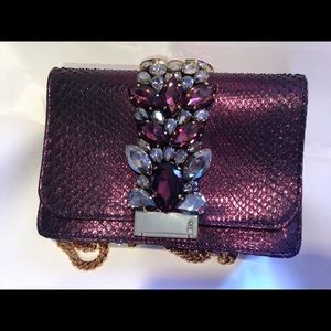 Gedebe snakeskin crystal clutch
